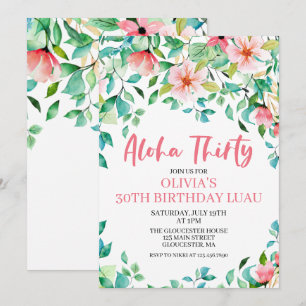 Aloha Dertig Tropische Luau Verjaardagsuitnodiging Kaart