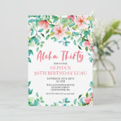 Aloha Derty Tropical Luau Birthday Invitation Kaart (Staand voorkant)