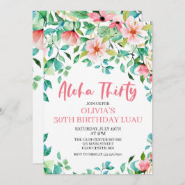 Aloha Derty Tropical Luau Birthday Invitation Kaart