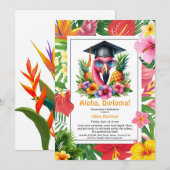 Aloha Diploma! Tropical Graduation Pool Party Kaart (Voorkant / Achterkant)