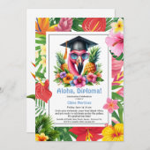 Aloha Diploma! Tropical Graduation Pool Party Kaart (Voorkant / Achterkant)