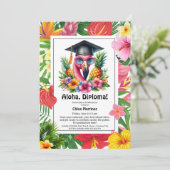 Aloha Diploma! Tropical Graduation Pool Party Kaart (Staand voorkant)