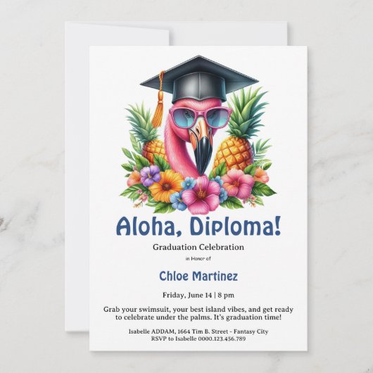 Aloha Diploma Tropical Graduation Pool Party  Kaart (Voorkant)