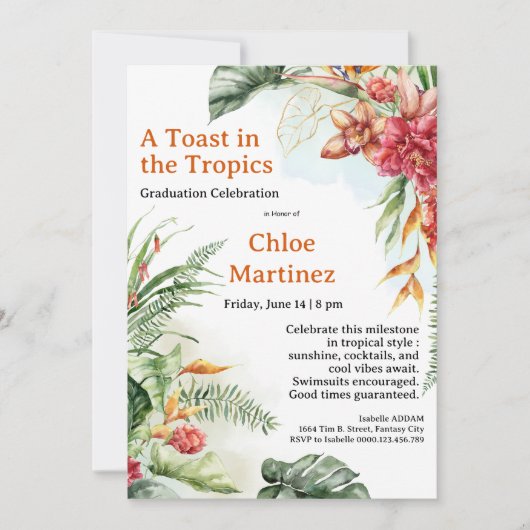 Aloha Diploma! Tropical Graduation Pool Party Kaart (Voorkant)