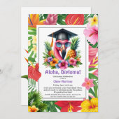 Aloha Diploma! Tropical Graduation Pool Party Kaart (Voorkant / Achterkant)