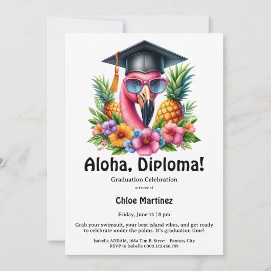 Aloha Diploma Tropical Graduation Pool Party  Kaart (Voorkant)