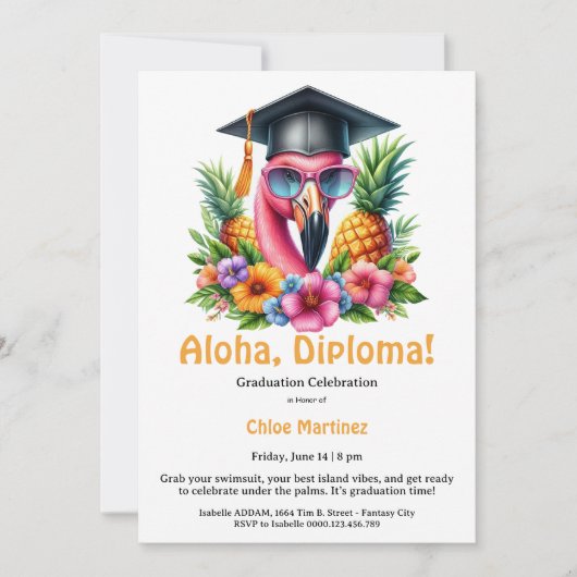 Aloha-Diploma Tropisch Afstudeerfeest Kaart (Voorkant)
