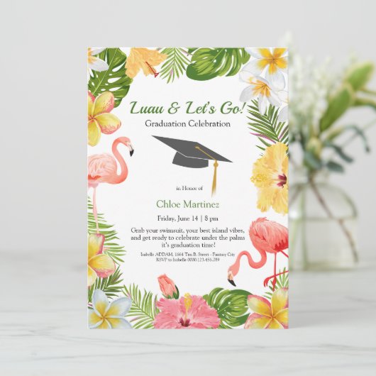 Aloha Diploma! Tropisch Afstuderen Pool Party Kaart (Staand voorkant)