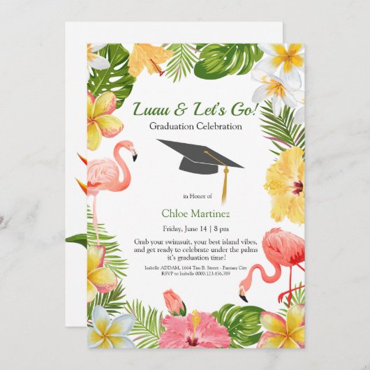 Aloha Diploma! Tropisch Afstuderen Pool Party Kaart (Voorkant / Achterkant)