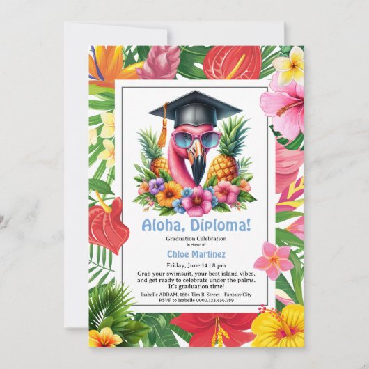 Aloha Diploma! Tropisch diploma-zwembadfeest Kaart (Voorkant)
