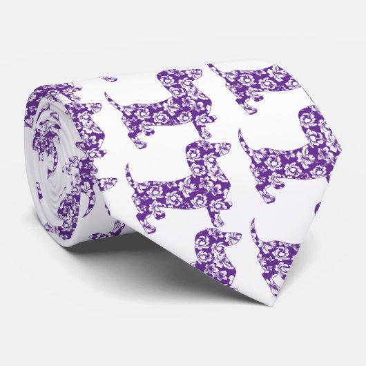 Aloha-Doxie-Paars Stropdas (Opgerold)