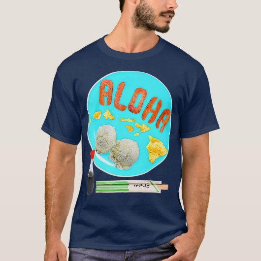 Aloha Eggs Spam Rice Shoyu Chopsticks Breakfast T-shirt (Voorkant)