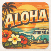 Aloha Eiland Sfeer Zonsondergang Scene Kartonnen Onderzetters (Voorkant)