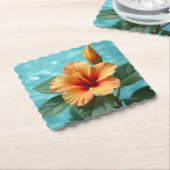 Aloha Elegance: de Oranje Hawaiiaanse Hibiscus Kartonnen Onderzetters (Gebogen)