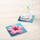 Aloha Elegance: Tropische Hawaiiaanse hibiscus blo Kartonnen Onderzetters (Insitu)