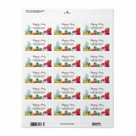Aloha Elegant Adres Luau Bruiloft Labels Stickers (Full Sheet)