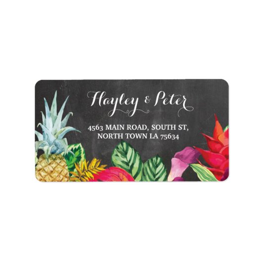 Aloha Elegant Adres Trouwlabels Stickers Luau (Voorkant)