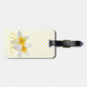 Aloha | Elegant Tropical Flower & Yellow Trellis Bagagelabel (Achterkant horizontaal)