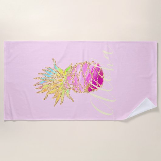 Aloha | Elegant tropische anananasappelkeuken Strandlaken (Voorkant)