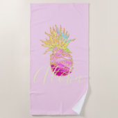 Aloha | Elegant tropische anananasappelkeuken Strandlaken (Voorkant)