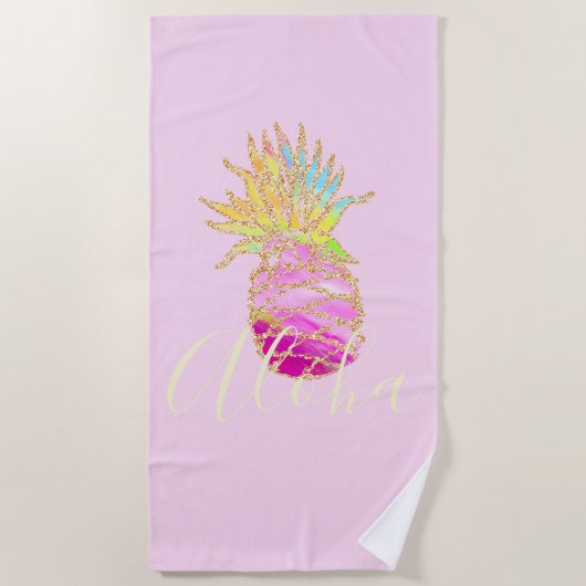 Aloha | Elegant tropische anananasappelkeuken Strandlaken (Voorkant)