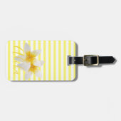 Aloha | Elegant Tropische Bloem & Gele Stripes Bagagelabel (Voorkant horizontaal)