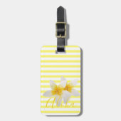 Aloha | Elegant Tropische Bloem & Gele Stripes Bagagelabel (Voorkant verticaal)