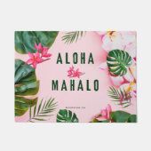ALOHA EN MAHALO - PINK GREEN - DEUR MAT RUG (Voorkant)