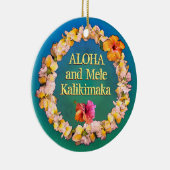 Aloha en Mele Kalikimaka met een Lei Keramisch Ornament (Rechts)
