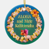 Aloha en Mele Kalikimaka met een Lei Keramisch Ornament (Voorkant)
