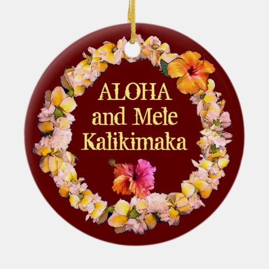 Aloha en Mele Kalikimaka met een Lei Keramisch Ornament (Achterkant)