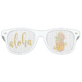 Aloha fancy faux goudglitter pastelananas retro zonnebril (Voorkant)