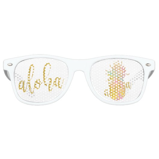 Aloha fancy faux goudglitter pastelananas retro zonnebril (Voorkant)