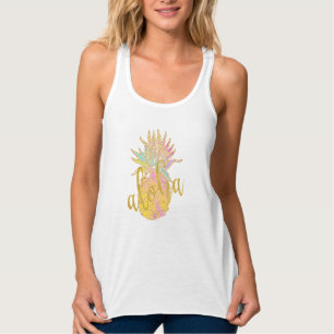 Aloha fancy faux goudglitter pastelananas tanktop