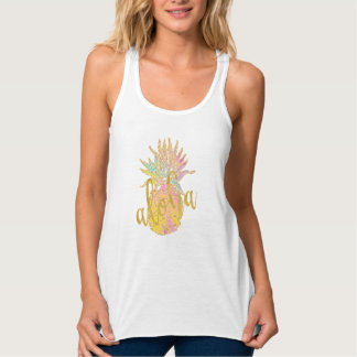 Aloha fancy faux goudglitter pastelananas tanktop