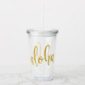 Aloha Faux Goud Geborsteld Script Beach Party Acryl Drinkbeker (Voorkant)
