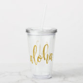 Aloha Faux Goud Geborsteld Script Beach Party Acryl Drinkbeker (Achterkant)