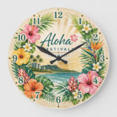  Aloha Festivals Hawaii Tropical Beach Floral  Grote Klok (Voorkant)