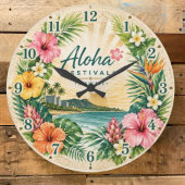  Aloha Festivals Hawaii Tropical Beach Floral  Grote Klok