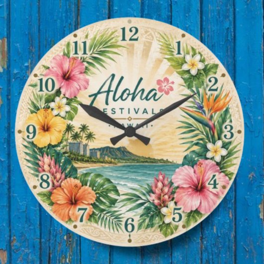  Aloha Festivals Hawaii Tropical Beach Floral  Grote Klok