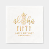 Aloha Fifty 50th Birthday Bloemen Persoonlijke naa Folie Servetten (Voorkant)