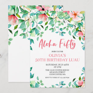 Aloha Fifty Tropical 50ste Luau Verjaardagsuitnodi Kaart