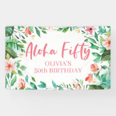 Aloha Fifty Tropical Luau 50e verjaardag banner (Horizontaal)