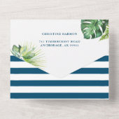 Aloha Flamingo Baby shower Diaper Raffle Blue All In One Uitnodiging (Achterkant)