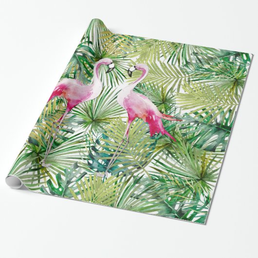 Aloha Flamingo Bird Animal in Oerwoud Cadeaupapier (Uitgerold)
