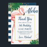 Aloha Flamingo Blue Gold Tropical Birthday Bedankkaart<br><div class="desc">Aloha Flamingo Blue Gold Tropical Birthday Bedankt</div>