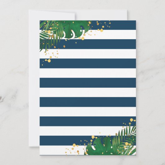 Aloha Flamingo Blue Gold Tropical Luthday Kaart (Achterkant)