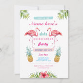 Aloha Flamingo Quinceanera Birthday Party Invite Kaart (Voorkant)