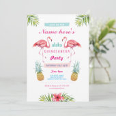 Aloha Flamingo Quinceanera Birthday Party Invite Kaart (Staand voorkant)