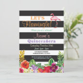 Aloha Flamingo Quinceañera Birthday Party Invite Kaart (Staand voorkant)